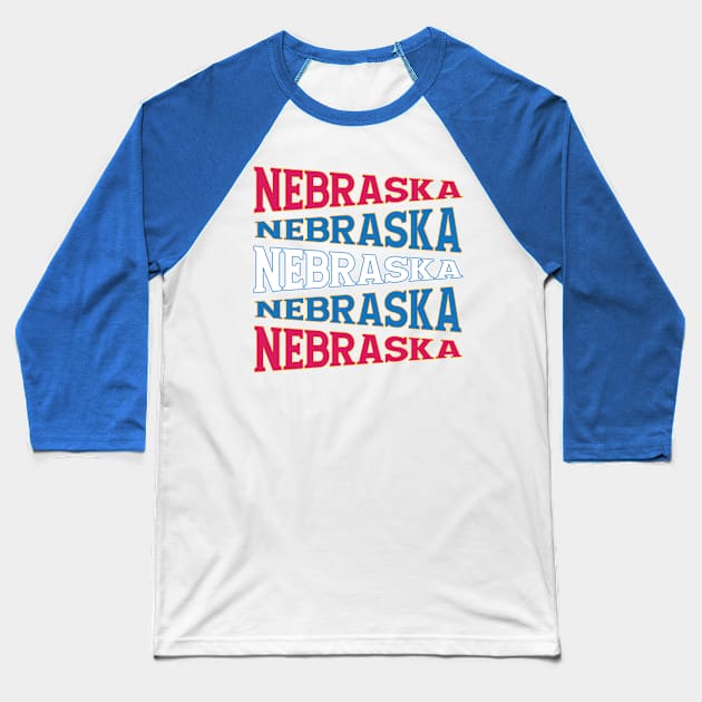 NATIONAL TEXT ART NEBRASKA Baseball T-Shirt by LAVA-ROMA-NOVA